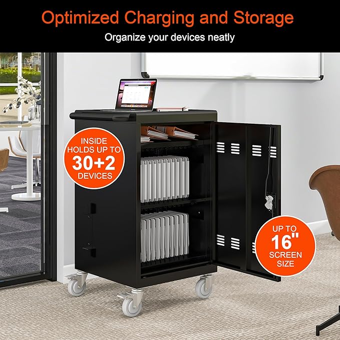 Aokleo Laptop Charging Cart, 32 Devices Tablet Storage Carts - Image 4