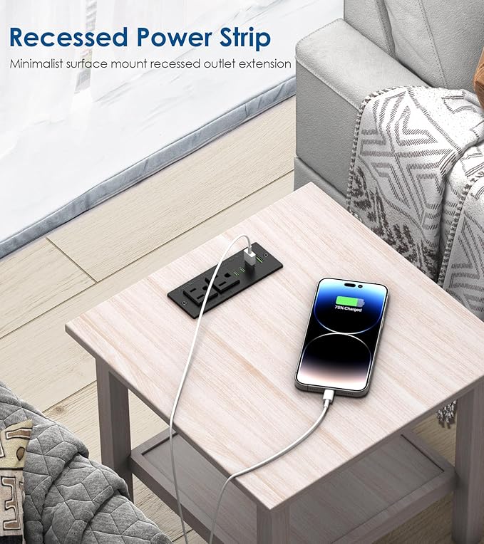 45W USB C Recessed Power Strip, Flush Mount Desk Recessed Outlet, Space-Saver - Image 6