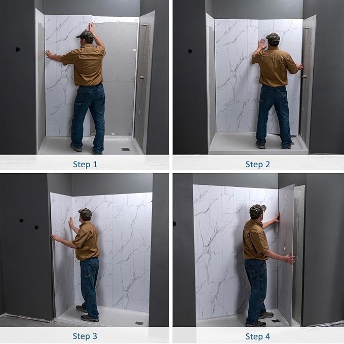 Palisade 78in x 60in x 36in Waterproof Vinyl Shower Surround Kit - Image 5