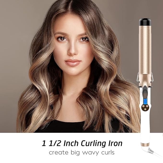 Hoson 1 1/2 Inch Curling Iron Large Barrel, 1.5 Inch Long Barrel Curling Wand - Image 2
