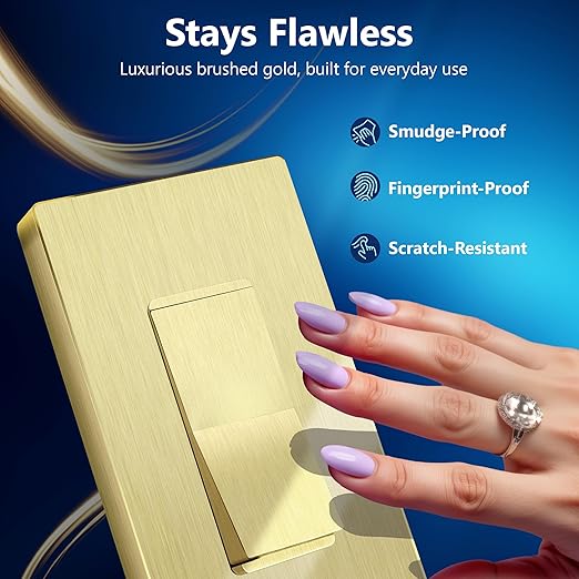 LIDER Brushed Gold Minimalist Design Decorator Switch - Image 2