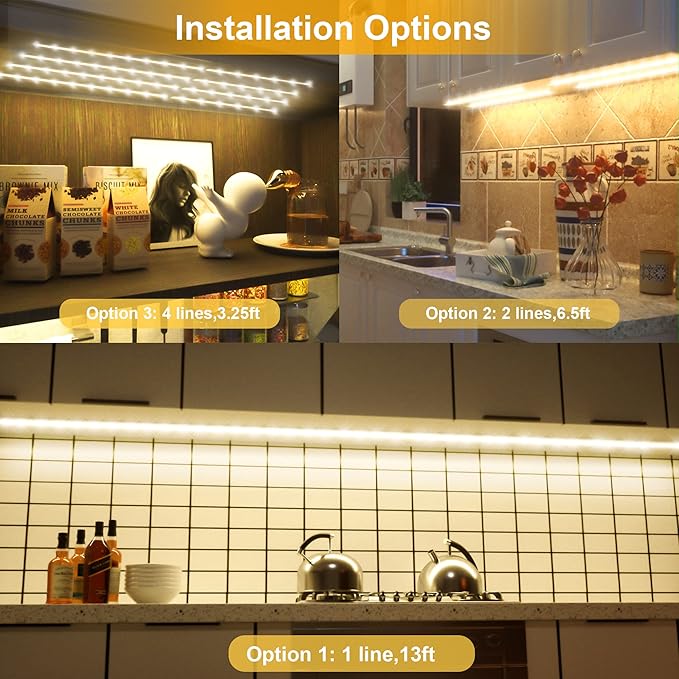 LAFULIT 8 PCS Under Cabinet Lighting Kit, Bright Under Cabinet Lights, Flexible - Image 2