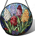 DASTOLL Stained Glass Window Hanging, Colorful Hyacinth Flowers Suncatcher by DASTOLL