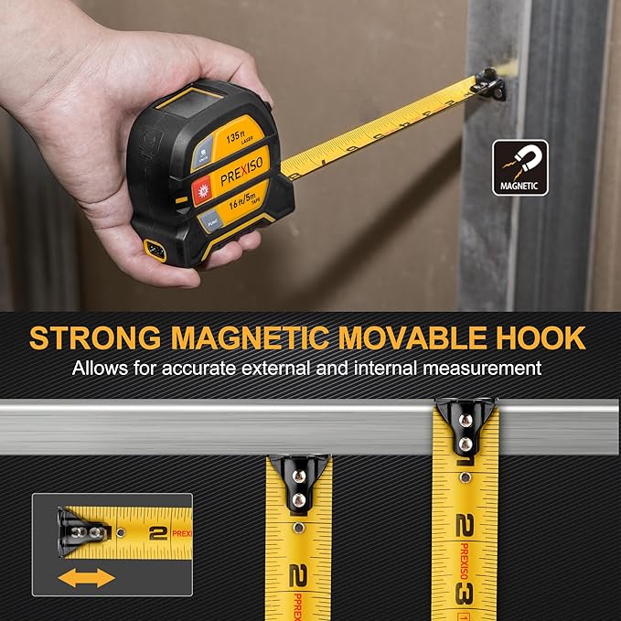 PREXISO 2-in-1 Laser Tape Measure, 135Ft Rechargeable Measurement Tool & 16Ft - Image 5