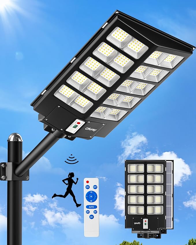 Ofuray Of-5200W Solar Street Lights Outdoor, 520000LM Solar Security Flood by Ofuray