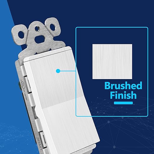 LIDER Brushed White Minimalist Design Decorator Switch, Frameless Paddle Wall - Image 2