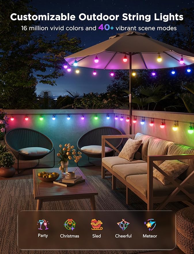 Govee Smart Outdoor String Lights 2, 144ft Outdoor Lights - Image 3