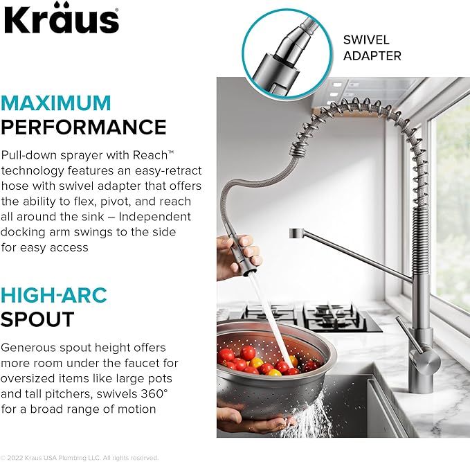 KRAUS Oletto Touchless Sensor Commercial Pull-Down Single Handle Kitchen Faucet - Image 11