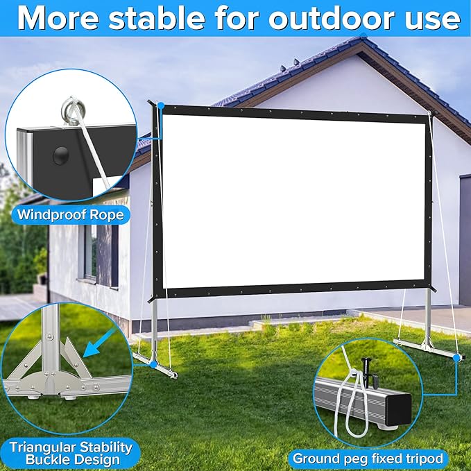 Projector Screen Indoor, JWSIT 100 inch Outdoor Movie Screen-Upgraded 3 Layers - Image 5