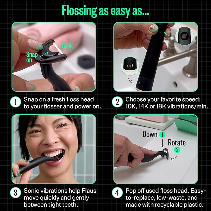 FLAUS Electric Flosser 3 Speeds + 135 Refill Heads Variety Pack Water Flosser - Image 6
