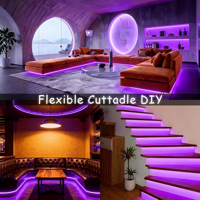 Aalnfe Purple Led Lights Strip Indoor Rope Lights Easy DIY Cuttable Strip Lights - Image 4