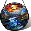 AMDERVEN Stained Glass Window Hanging, Canyon Mountains Sunset View Sun Catcher by amderven