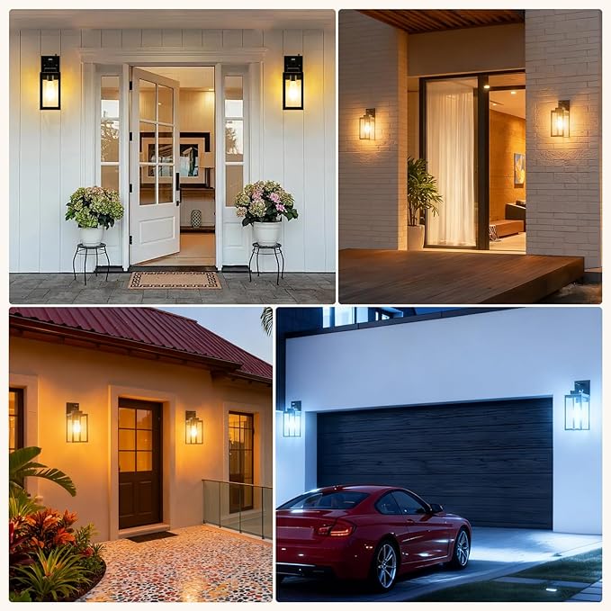 LTBLIGHT 2-Pack Dusk to Dawn Outdoor Wall Lights, Modern Black Sensor Porch - Image 6