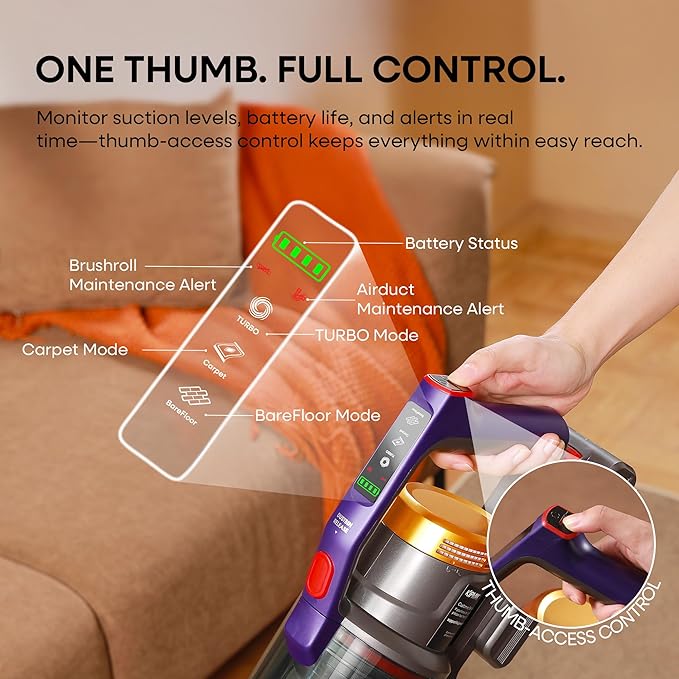 KIPMAX Cordless Vacuum Cleaner, 50KPa 550W Stick Vacuum - Image 6