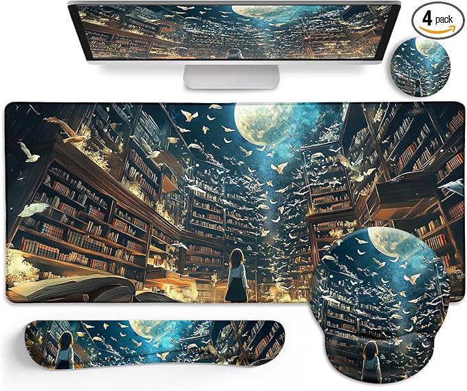 LIMKRIAN Anime Book Mouse Pad Set Large Desk Matt by LIMKRIAN