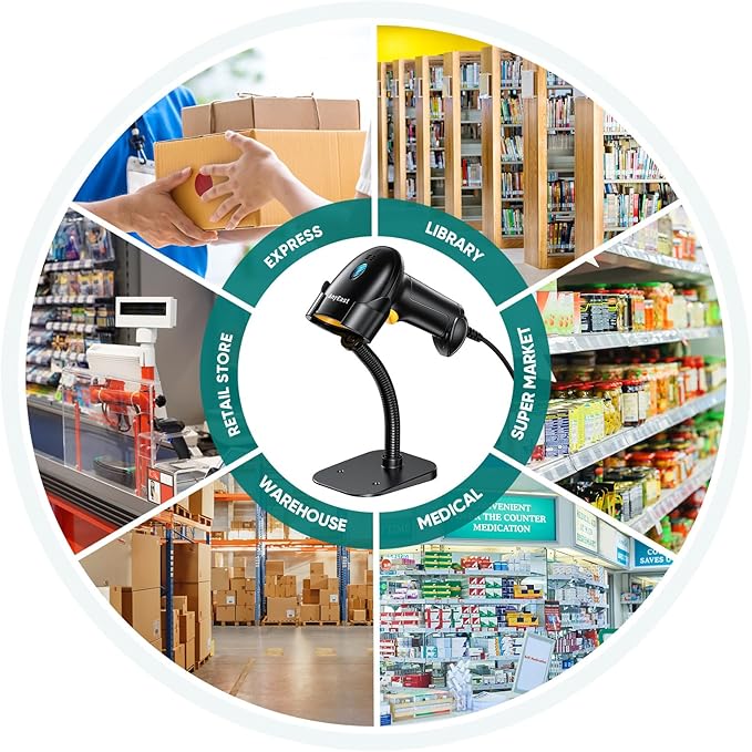 Anyeast Barcode Scanner with Stand: USB Wired Inventory 2D 1D QR Code Scanner - Image 8
