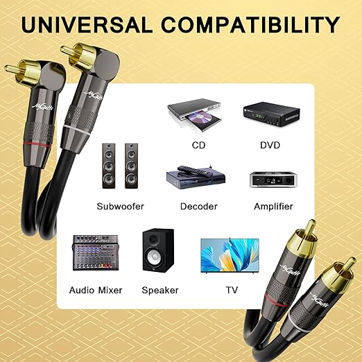 Mygatti Cable 40 FT, 90 Degree Right Angle to Stereo Audio Cable, Zinc Alloy - Image 4