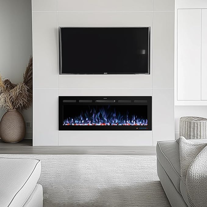 33" WiFi Electric Fireplace Inserts, Recessed and Wall Mounted Fireplace Heater - Image 8