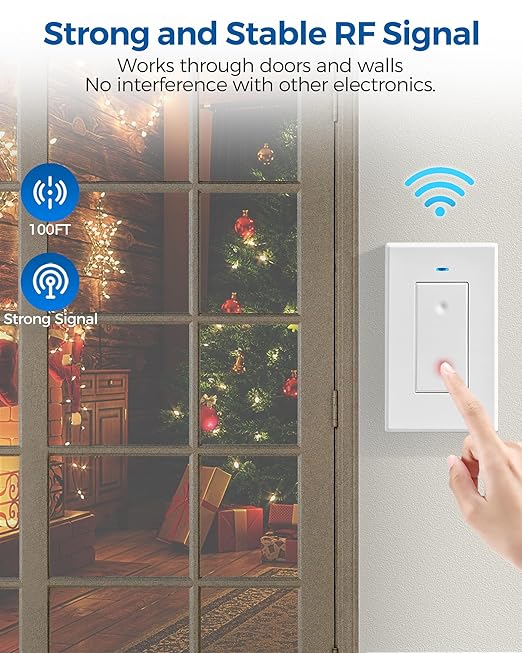 Remote Control Outlet, WILAWELS Wireless Light Switch, Removable Remote Light - Image 4