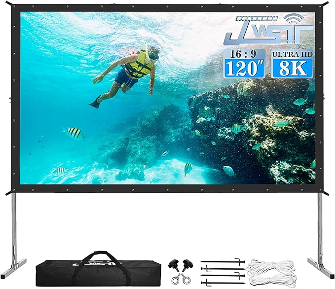 Projector Screen Outdoor, JWSIT 120 inch Outdoor Movie Screen-Upgraded 3 Layers by JWSIT