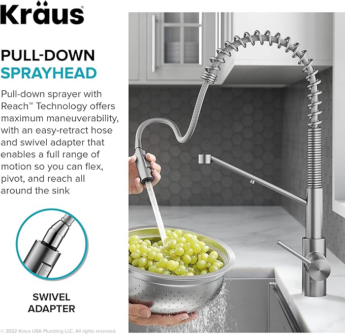 KRAUS Oletto 2-in-1 Commercial Style Pull-Down Single Handle Water Filter - Image 10