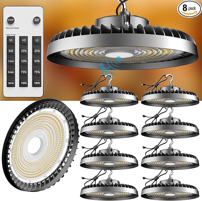 Smart 200W LED High Bay Light 30000LM 5000K UFO High Bay Lighting Motion by LightdotLighting