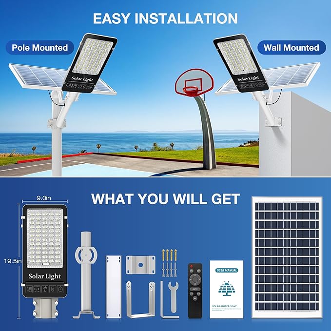 OKPRO 10000W Solar Street Light, Super Bright LED Beads Solar Lights Outdoor - Image 9