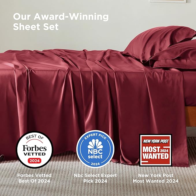 Bedsure Queen Sheet Set, Rayon Derived from Bamboo, Cooling Sheets, Breathable - Image 3