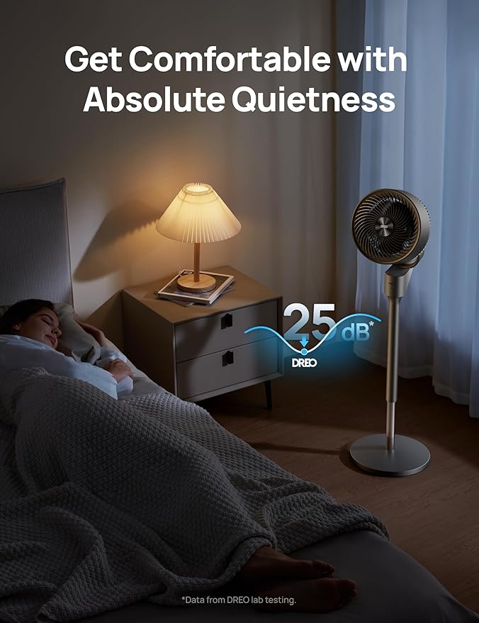 Dreo Fan for Bedroom, 80° Oscillating Standing Fan, 25dB Quiet, 80ft Pedestal - Image 6