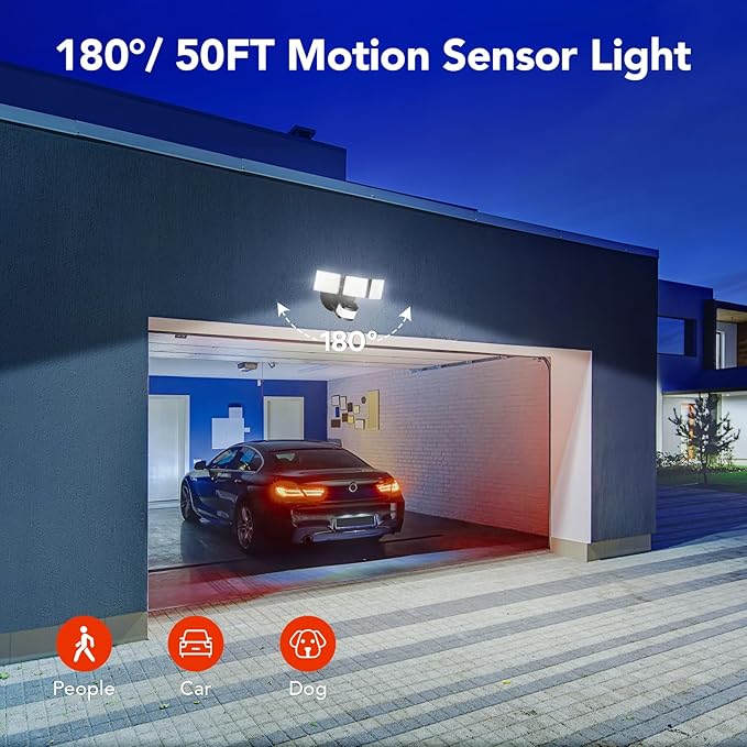 OREiN 4500LM/30W Flood Lights Outdoor, 180°/50FT Motion Sensor Outdoor Lights 3 - Image 4