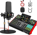 Live Sound Card Audio Mixer, Podcast Equipment Bundle by tenlamp