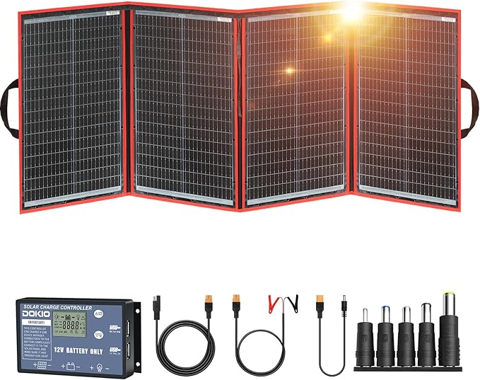 DOKIO 200W Portable Foldable Solar Panel Kit, by DOKIO