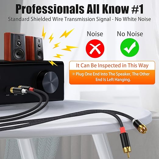 AGVEE 16.5ft RCA Cable, 2 RCA Male Thickened Six Claws Plug Stereo Auxiliary - Image 3