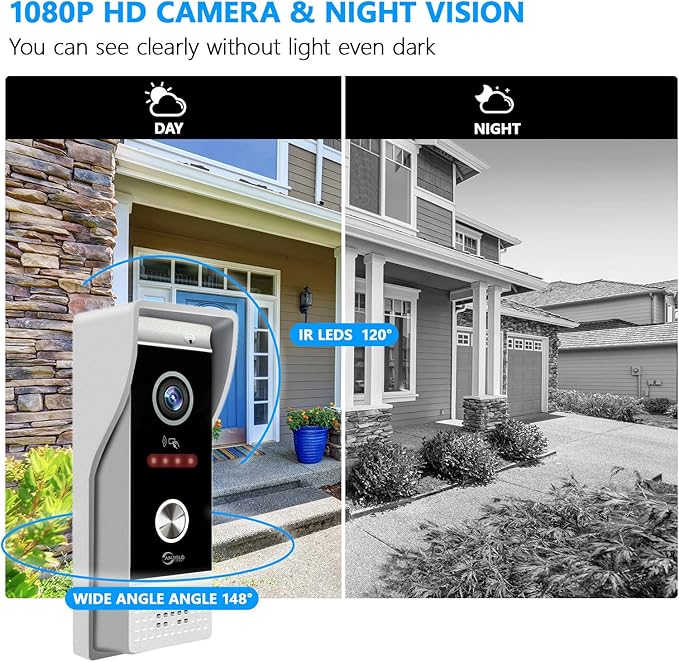Wired Video Doorbell Apartment Intercom System, 10 Inch Full Touch Monitor - Image 5