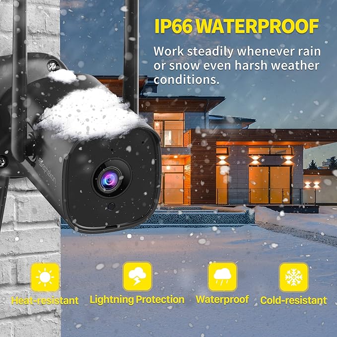 Septekon 2K Outdoor Security Camera 3MP, 2.4G Wired WiFi Camera - Image 4