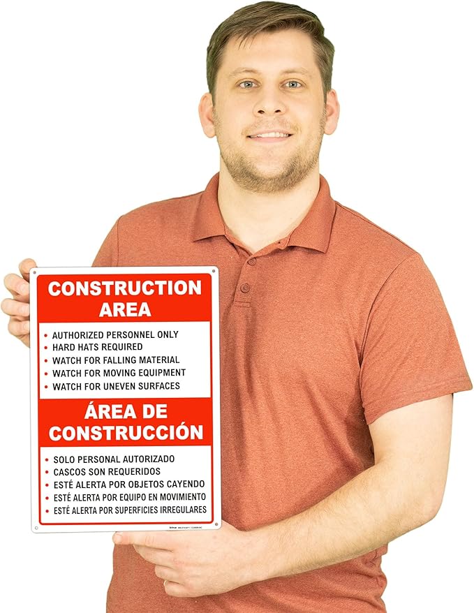 Brimar - 10" x 14" - Bilingual Construction Area Rules Sign - .055″ - Image 3