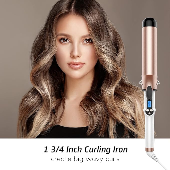 Hoson 1 3/4 Inch Curling Iron Large Barrel, 1.75 Long Barrel Curling Wand Dual - Image 2