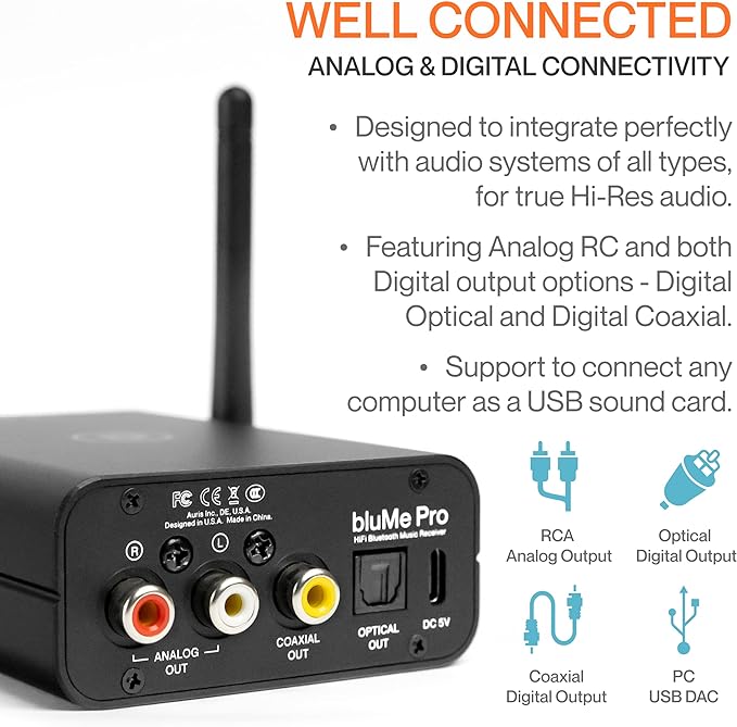 Auris Blume Pro HiFi Bluetooth 5.3 Music Receiver Long Range Bluetooth Adapter - Image 5