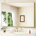 Gold Bathroom Mirror for Wall, 30x48 Inch Rectangle Mirrors by Welcometocofeny