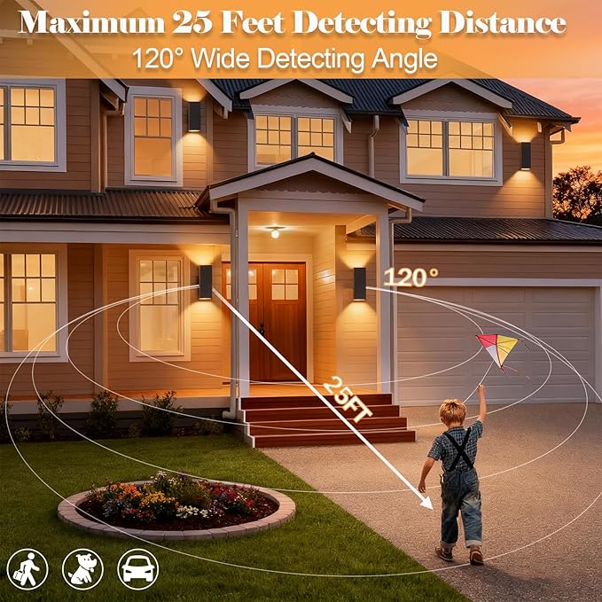 wowlite Motion Sensor Outdoor Wall Lights, Dusk to Dawn Outdoor Lighting - Image 5