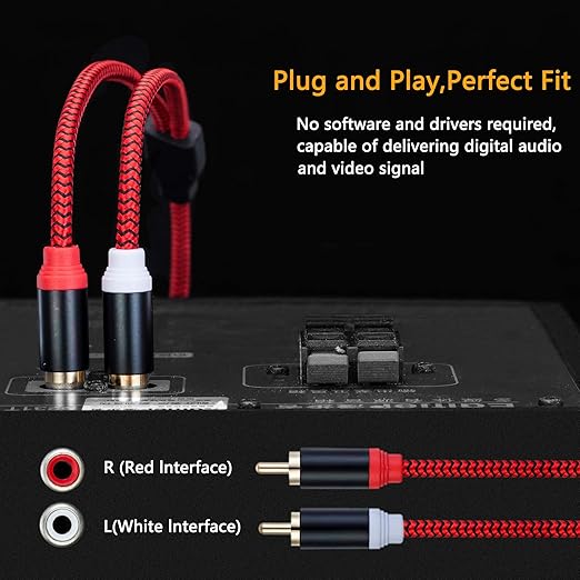 RCA Cable 30Ft, 2Rca Male to 2-Rca Male Audio Stereo Subwoofer Cable - Image 6