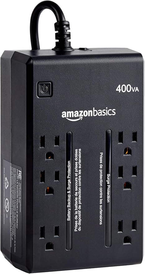 Amazon Basics UPS Battery Backup & Surge Protector 400VA/255W, 6 Outlets by AmazonBasics
