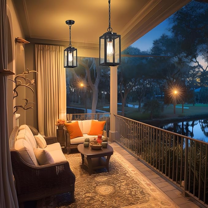 11'' Dusk to Dawn Outdoor Pendant Light, Modern Outside Chandelier Outdoor - Image 7
