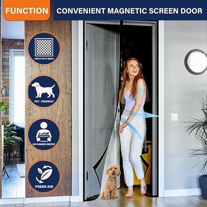 Magnetic Screen Door, Fit Door Size 35 x 80 Inches, Screen Doors - Image 2