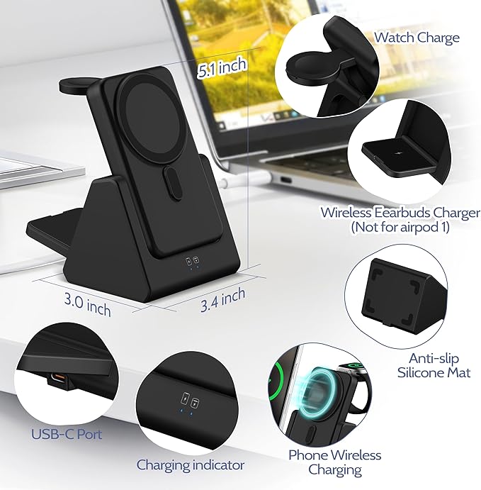 Smtcsl 3-in-1 Wireless Charging Station: Portable 5000mAh Power Bank Charger - Image 6