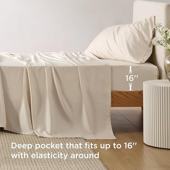 Bedsure Cooling Sheets Twin, Rayon Derived from Bamboo, Breathable & Soft Twin - Image 3