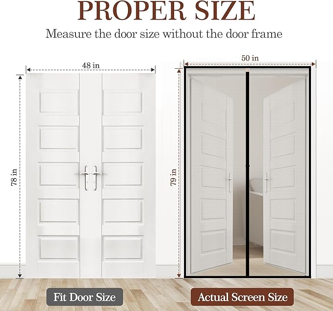 Yotache Top Middle Anti-Tearing Magnetic Screen Door Fits Door Size 48 x 78 - Image 2