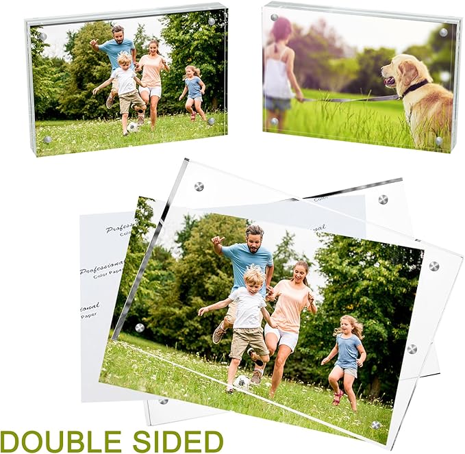 Meetu Acrylic Picture Frame 5x7 Tabletop Photo Frame Magnetic Double Sided - Image 3