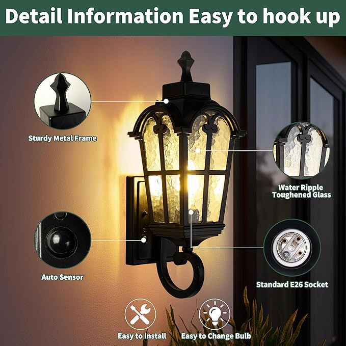 Kainozoic Motion Sensor Dawn to Dusk Outdoor Sensor Light Fixture Waterproof - Image 2