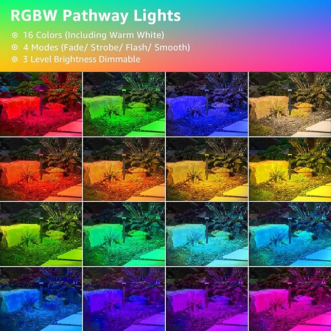 SUNVIE RGBW Low Voltage Pathway Lights 3W Color Changing Landscape Lights - Image 2